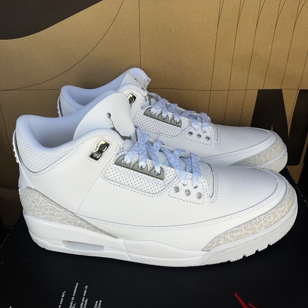 New Nike Air Jordan 3 Retro Ct8532-111 White Silver Pure Money Men Size 13